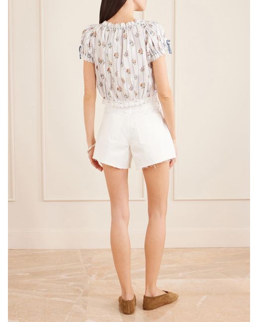 Doen Gray Nera Broderie Anglaise Organic Cotton Blouse