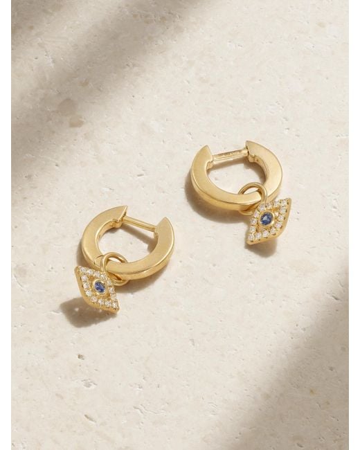 Sydney Evan Metallic Small Evil Eye Creolen Aus 14 Karat Mit Diamanten Und Saphiren