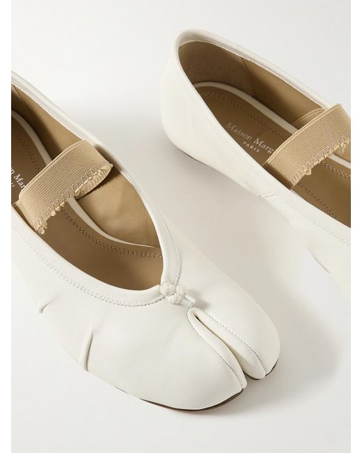 Maison Margiela White Tabi Ballerinas Mit Geteilter Kappe Aus Leder