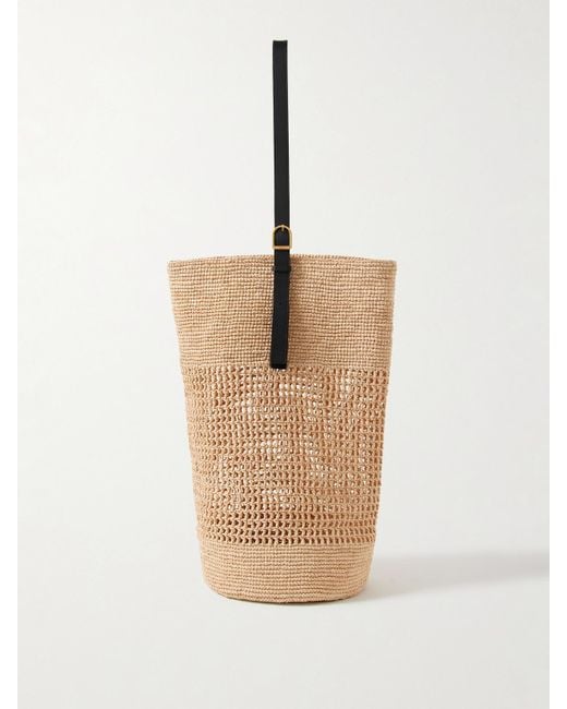 Khaite Natural Billie Beuteltasche Aus Raffiabast Mit Lederbesätzen