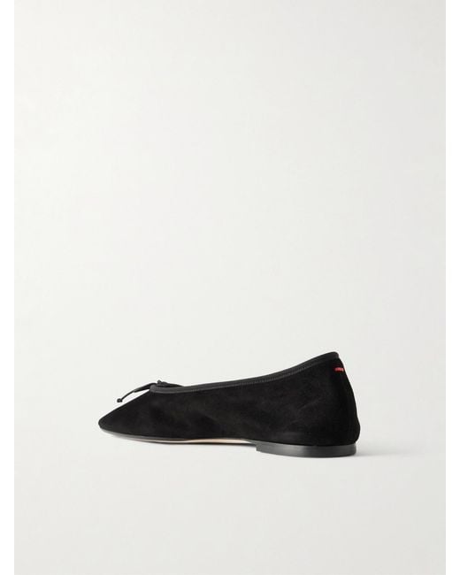 Aeyde White Tiby Bow-Detail Suede Ballet Flats