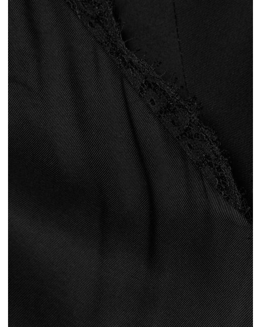 Brandon Maxwell Black The Malone Robe Aus Twill Mit Spitzenbesätzen