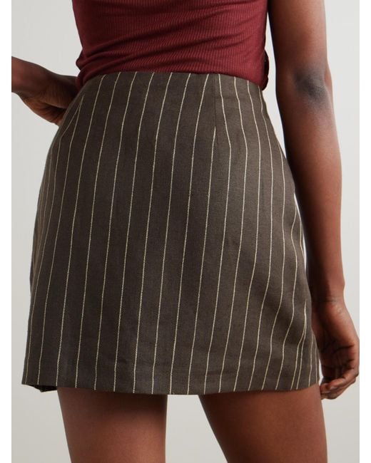 Posse Brown Alice Minirock Aus Leinen-Twill Mit Nadelstreifen