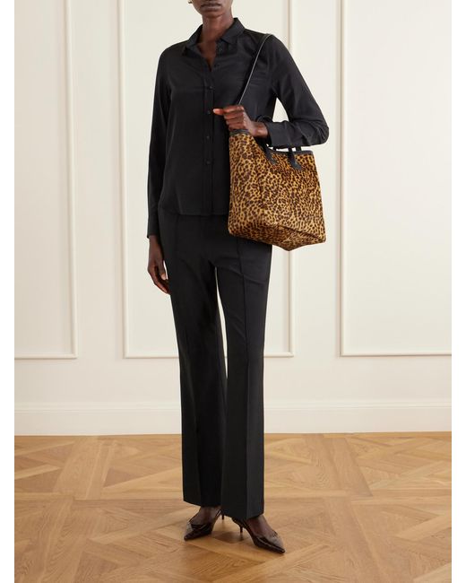 Nili Lotan Brown Freddie Leather-Trimmed Animal-Print Calf Hair Tote