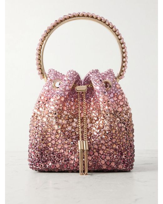 Jimmy Choo Pink Bon Bon Beuteltasche Aus Satin Mit Kristallen
