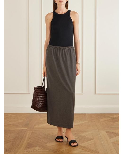 St. Agni Gray Wool-Blend Maxi Skirt