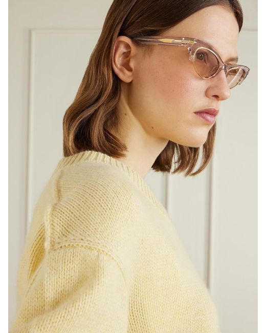 Bottega Veneta Natural Cat-Eye Acetate Sunglasses