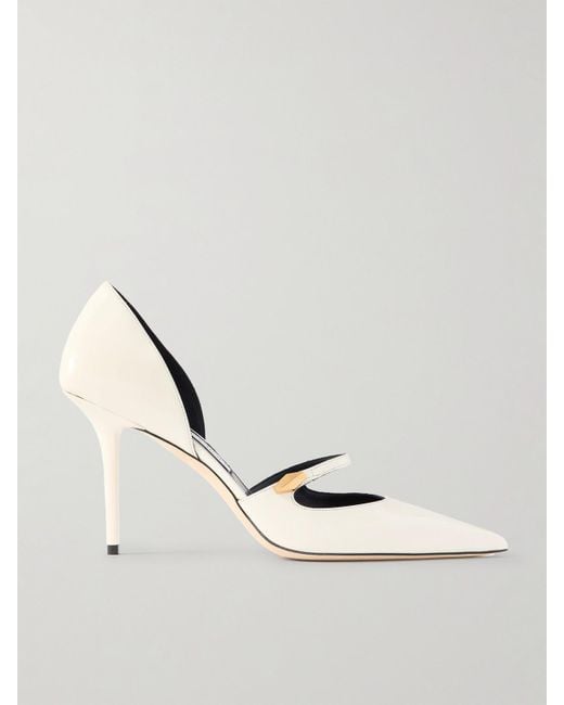 Jimmy Choo Metallic Carolyn 90 Embellished Leather Point-Toe Pumps