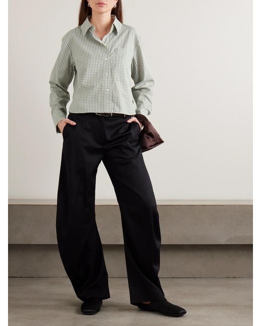 Proenza Schouler Gray Cropped Checked Cotton-Poplin Shirt