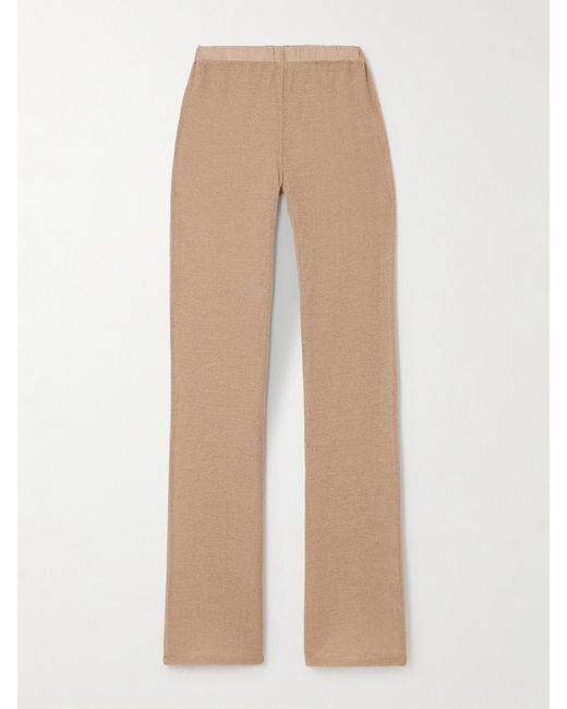 Ludovic de Saint Sernin Natural Mermaid Open-Knit Cotton-Blend Straight-Leg Pants