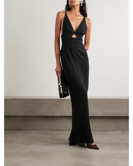 Solace London Black Milly Cutout Crepe Gown