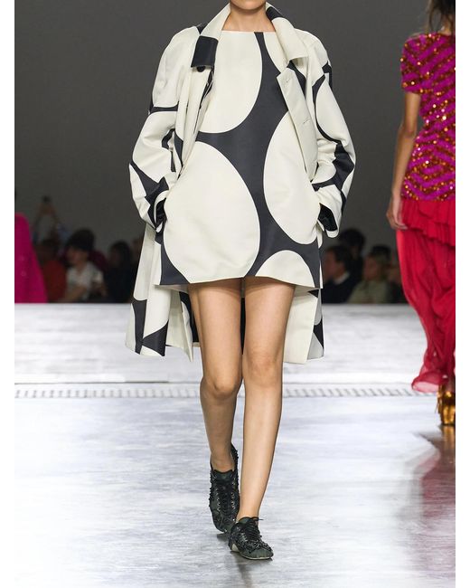 Dries Van Noten Natural Ripa Giant Egg Printed Satin Coat