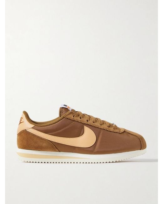 Nike Brown Cortez Suede And Leather-Trimmed Shell Sneakers