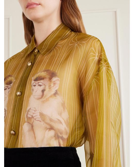 Khaite Yellow Goya Embroidered Silk-Organza Shirt