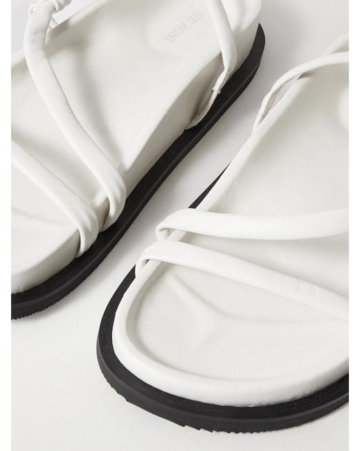 St. Agni White Twist Leather Slingback Sandals