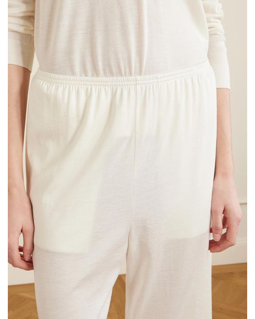 Totême White Cotton And Silk-Blend Straight-Leg Pants