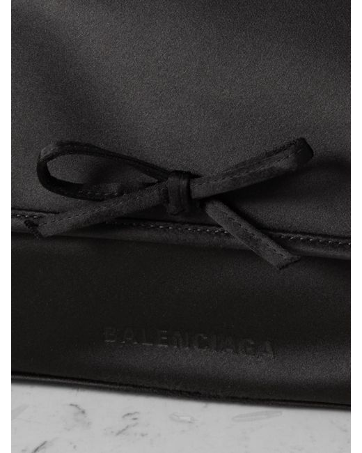 Balenciaga Black Leopolda Bow-Embellished Satin Shoulder Bag