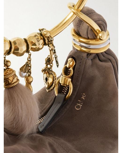 Sac À Main En Daim À Finitions En Cuir Bracelet Small Chloé en coloris Natural