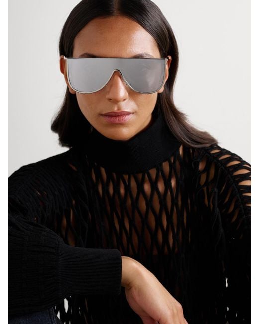Alaïa Mask Large D-Frame-Tone Sunglasses in Metallic | Lyst UK