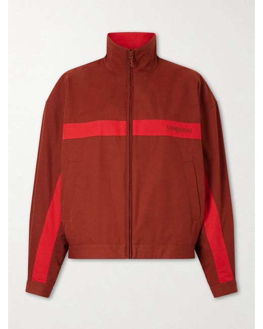 Saint Laurent Embroidered Striped Cotton Jacket