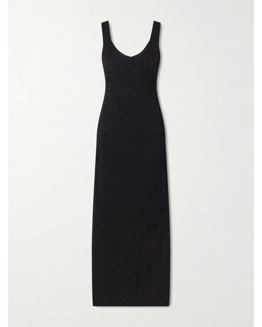 Dries Van Noten Black Floral-Printed Jacquard Maxi Dress