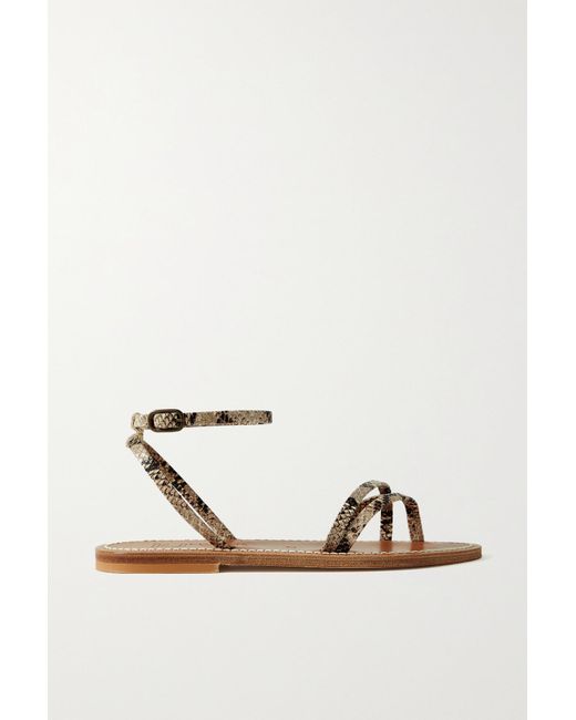 K. Jacques + Net Sustain Milana Snake-effect Leather Sandals in White |  Lyst Canada