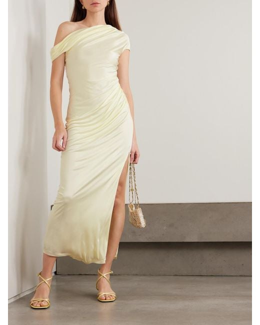 Galvan White Schulterfreies Maxikleid Aus Stretch-Jersey Mit Raffungen