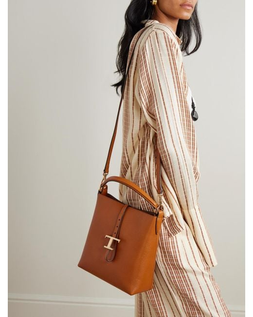 Sac À Main En Cuir Texturé T Timeless Tod's en coloris Brown
