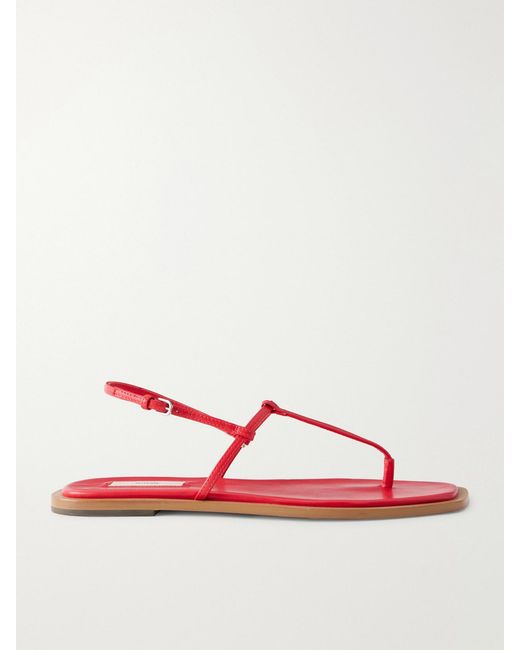 Totême Red T-Strap Leather Flats