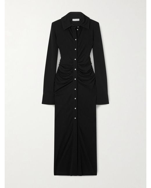 Altuzarra Women's Black Claudia Crystal-Embellished Ruched Jersey Midi Dress