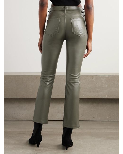 Mother Gray The Insider Flood Cropped Faux Leather Bootcut Pants