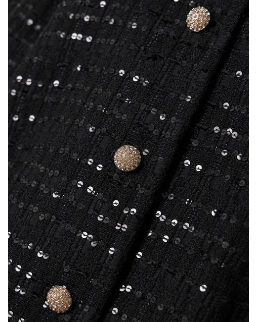 Alessandra Rich Black Sequin-Embellished Tweed Jacket