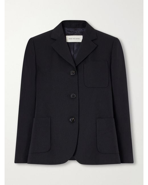 Dries Van Noten Black Wool-Crepe Blazer