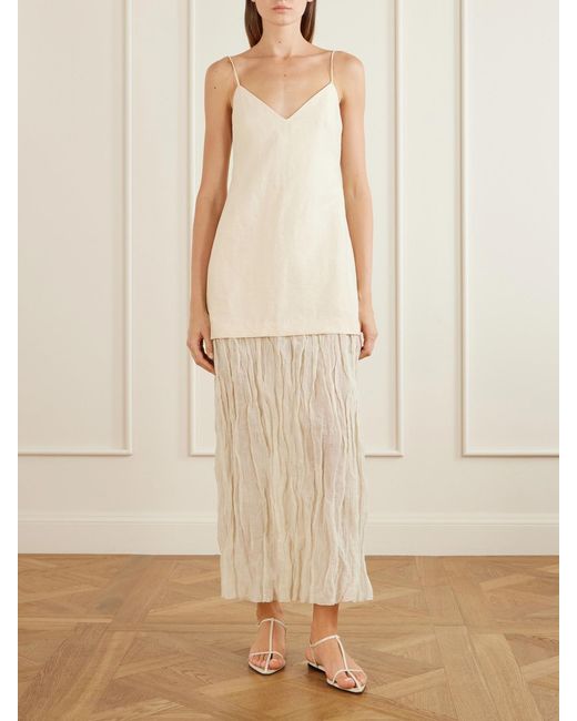 Rohe White Linen-Blend And Chiffon Midi Dress