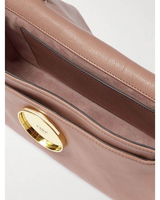 Chloé Brown Heritage Große Schultertasche Aus Leder