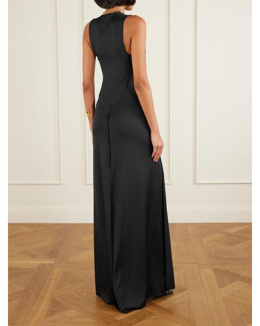 Victoria Beckham Black Gathered Satin Gown