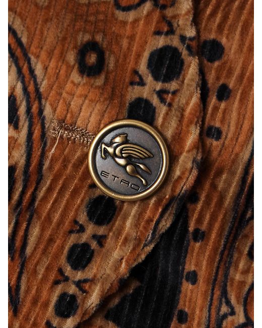 Etro Brown Paisley-Print Cotton-Blend Corduroy Vest