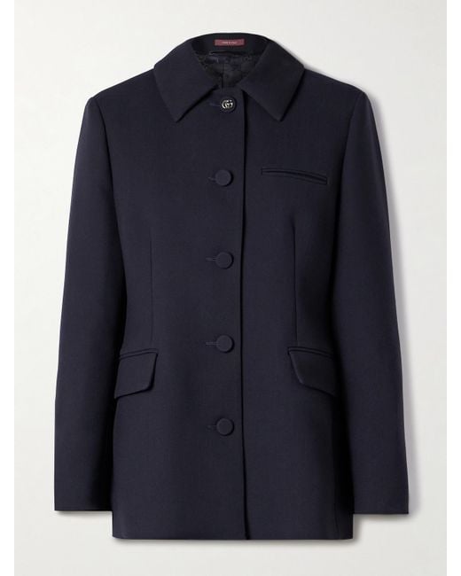 Gucci Blue Wool-Crepe Jacket