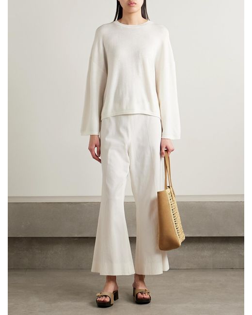 Khaite White Walter Cotton-Canvas Flared Pants