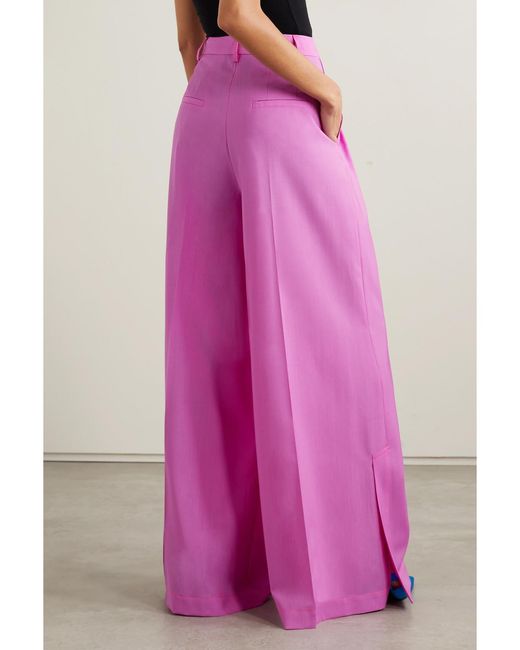 Christopher John Rogers Pink Hose Mit Weitem Bein Aus Wolle Mit Falten