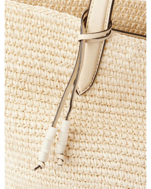 Hunting Season Natural Market Leather-Trimmed Raffia Tote