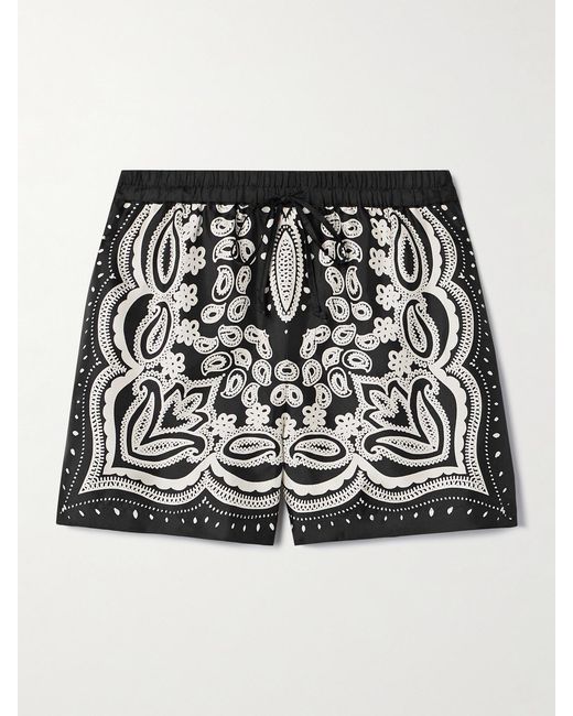 Nili Lotan Black Frances Bandana-Print Silk-Twill Shorts