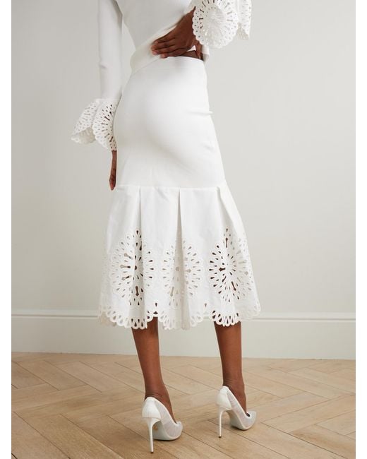 Jonathan Simkhai White Cotton-Blend Guipure Lace And Knitted Midi Skirt