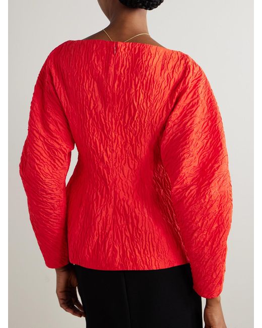 Roksanda Red Eni Cropped Satin-Cloqué Top
