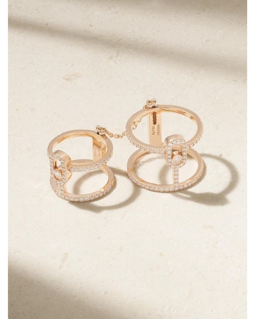 Messika Natural Move Uno Double Convertible 18-Karat Rose Diamond Ring