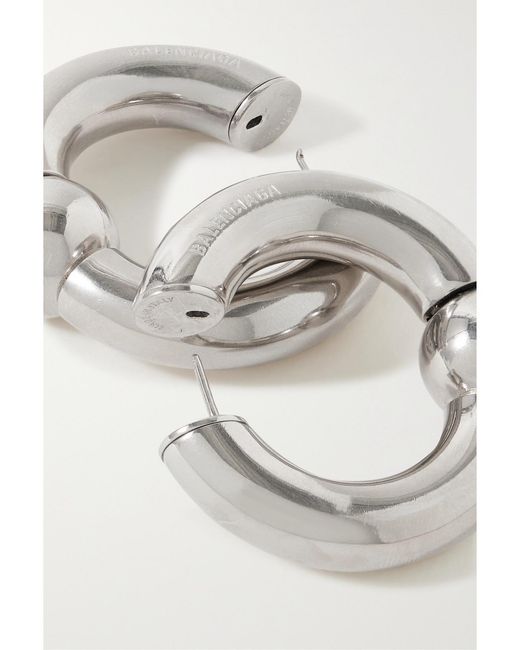 Balenciaga White Mega-Tone Hoop Earrings