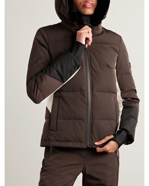 Yves Salomon Black Skijacke Aus Wattiertem Shell Mit Shearling-Besatz