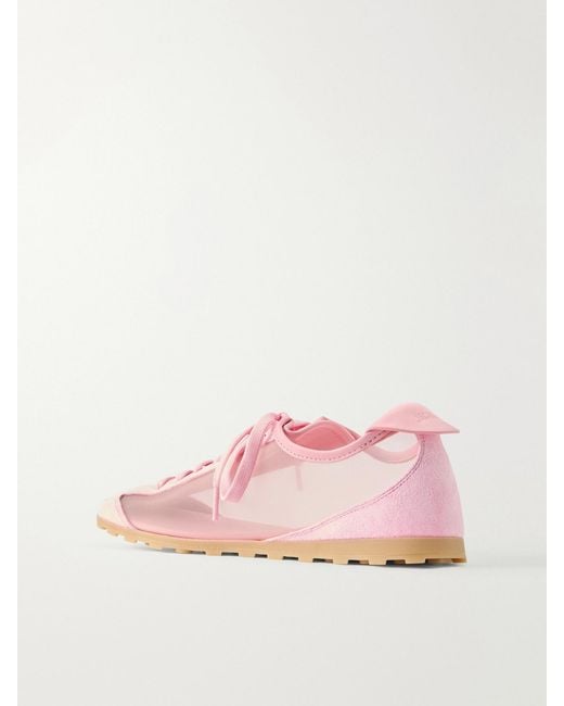 Jacquemus Pink Les Tennis Suede And Leather Trimmed Mesh Sneakers