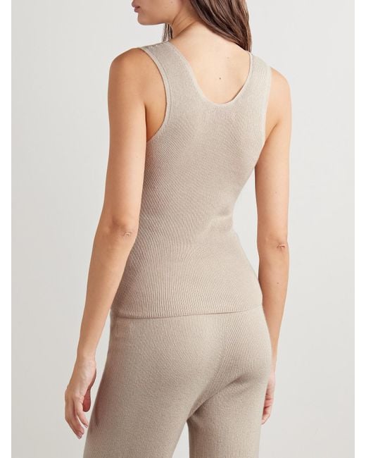 The Elder Statesman Natural Delicash Ribbed Cashmere And Silk-Blend Tank