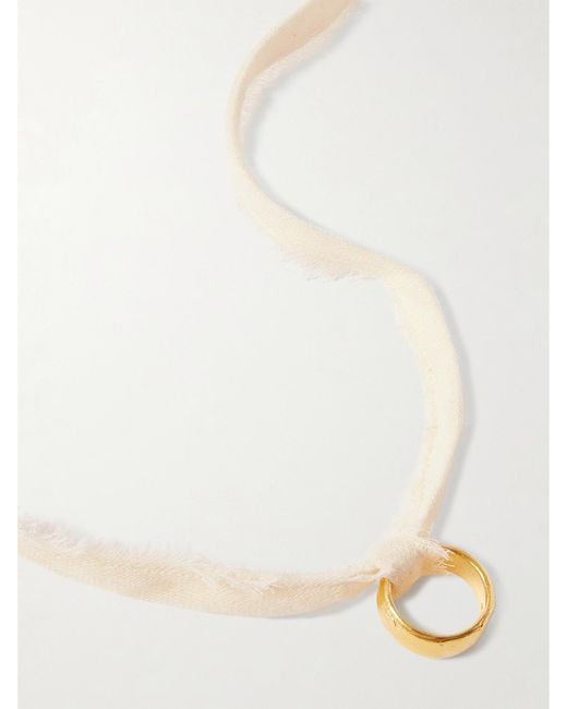 Alighieri White The Aria Frayed Cord And-Plated Necklace